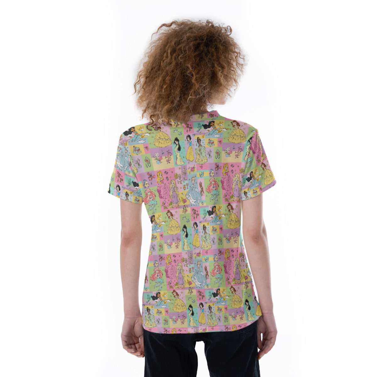 Princess Patchwork V-neck Women's T-shirt