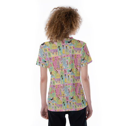 Princess Patchwork V-neck Women's T-shirt