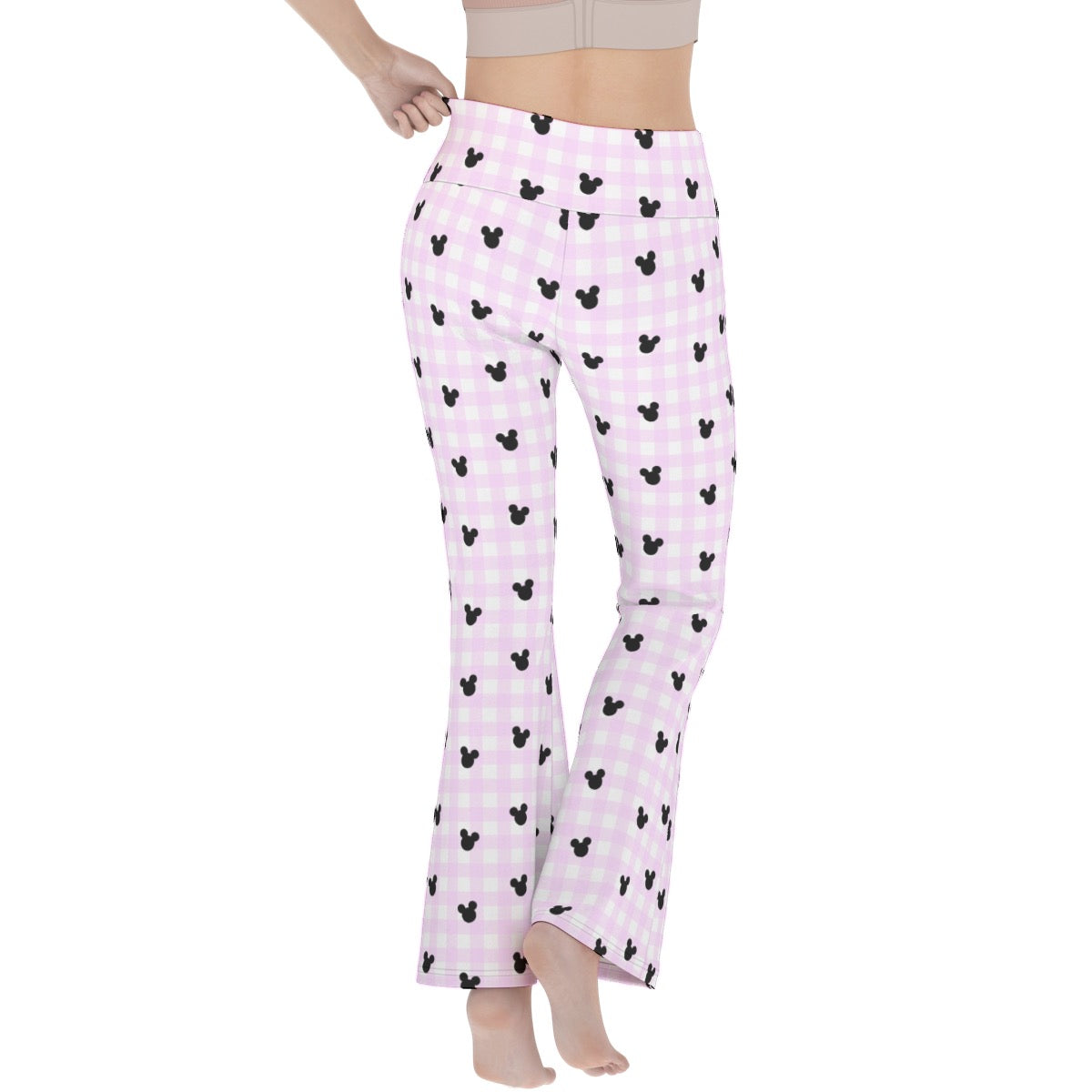 Pink Gingham Women's Flare Yoga Pants