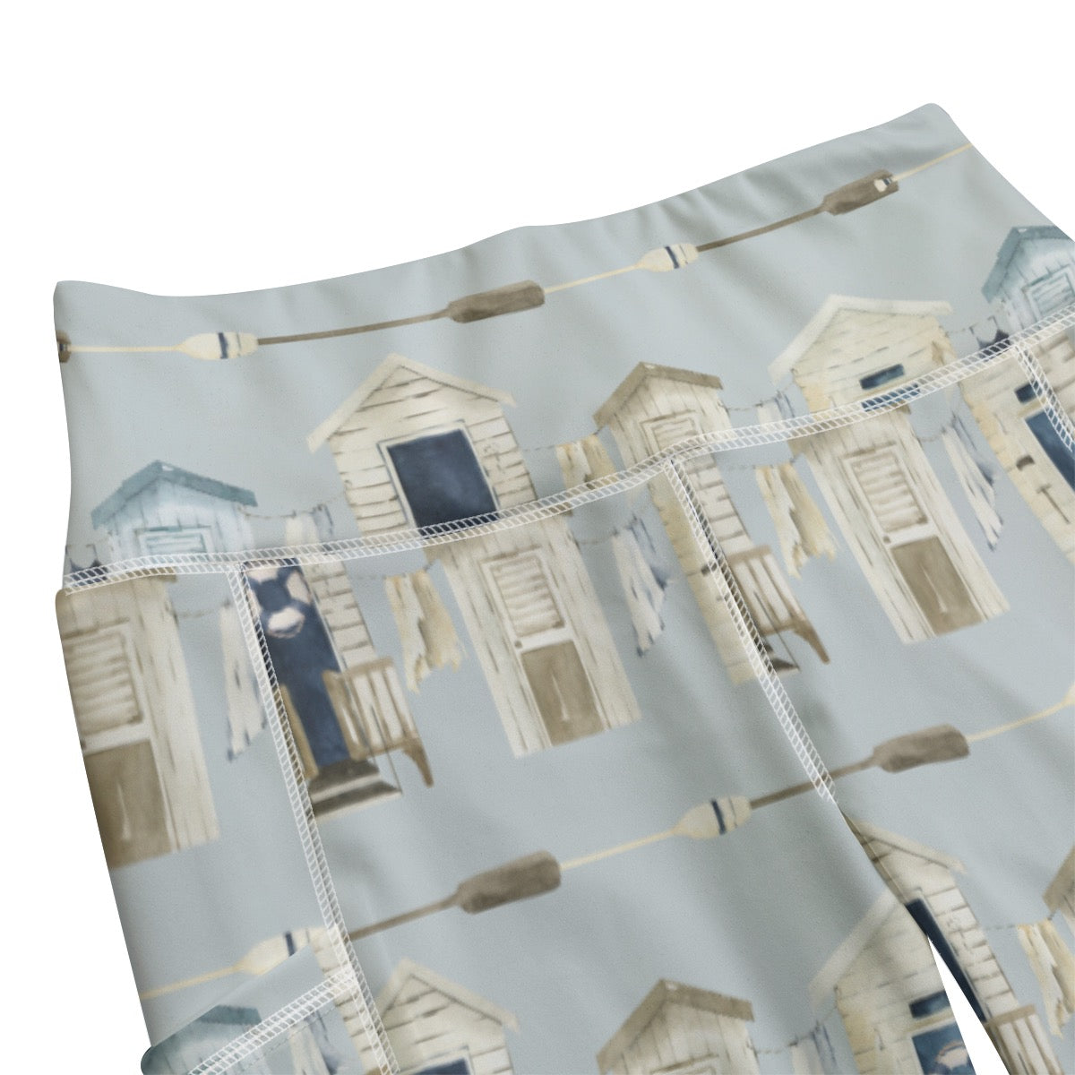 Beach Houses & Oars Functional Women's Yoga Leggings With Side Pockets|210GSM