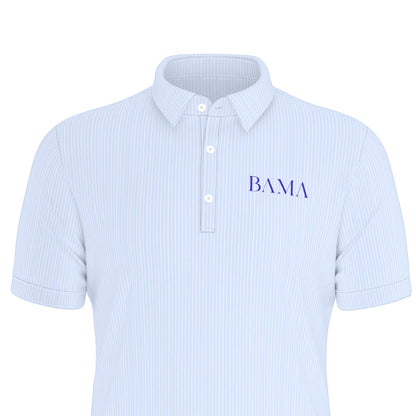 Blue Stripe Bama Men's Stretch Collar Polo Shirt