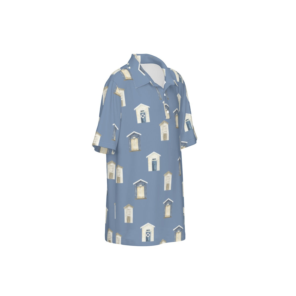 Dark Blue Beach Houses Polo Collar Jersey |210GSM