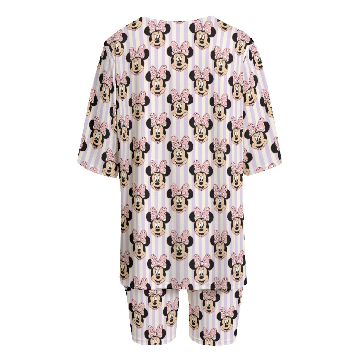 Minnie Striped Women's T-shirt Set With Short Sleeve