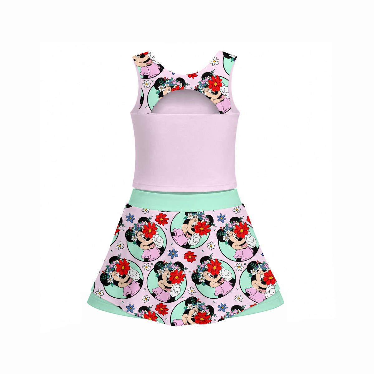 Floral Minnie Panel Girl's Sports Tank & Skort Set
