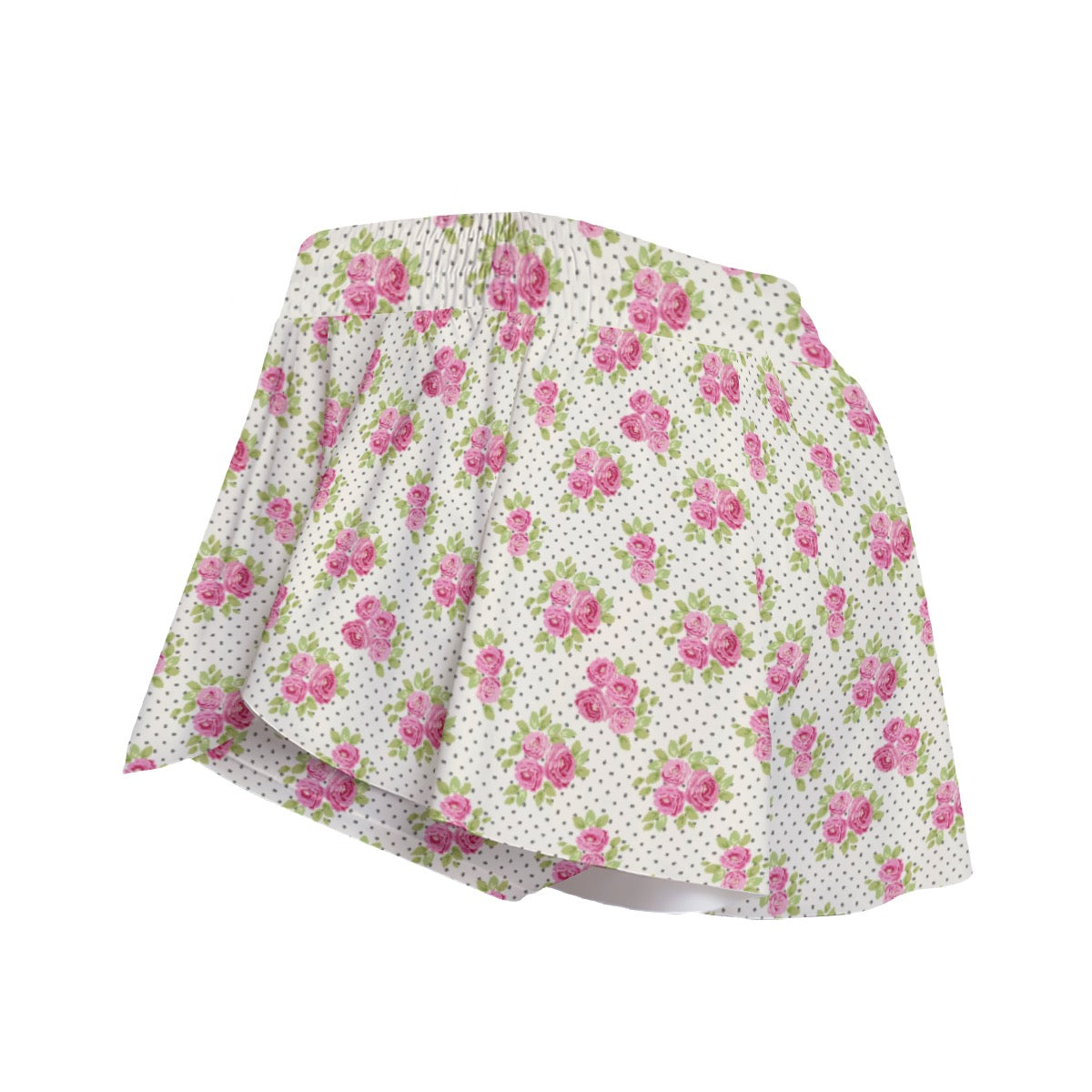 Polka Dot Floral Women's Sport Skorts With Pocket