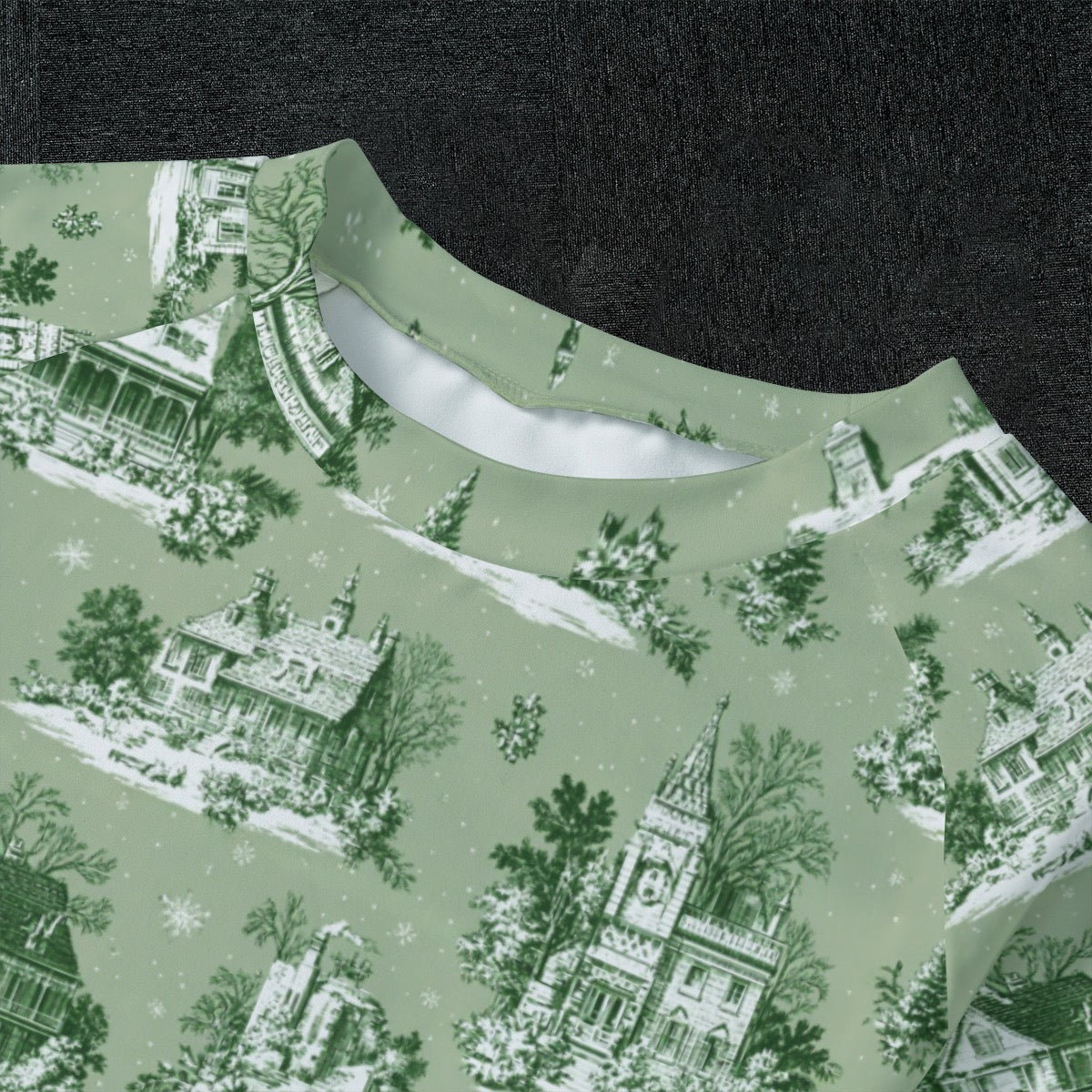 Sage Christmas Toile Kid's Raglan Sleeve Pajamas