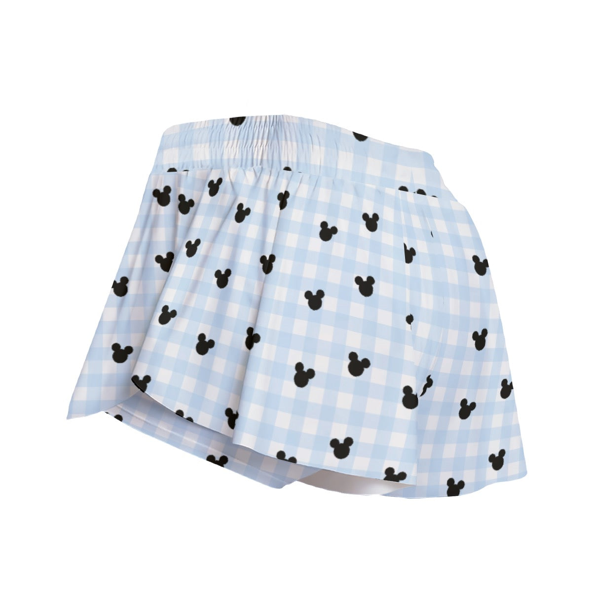 Light Blue Gingham Women's Sport Skorts With Pocket