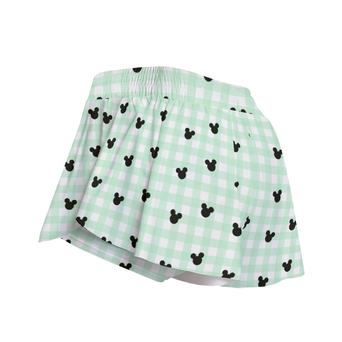 Green Gingham Women's Sport Skorts With Pocket
