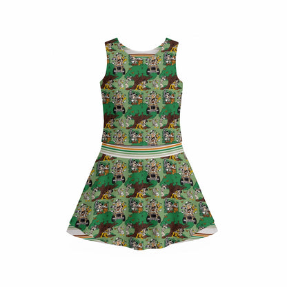 Green Safari & Stripe Women's Sports Tank & Skort Set