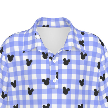 Bright Blue Gingham Boys Polo Collar Jersey |210GSM