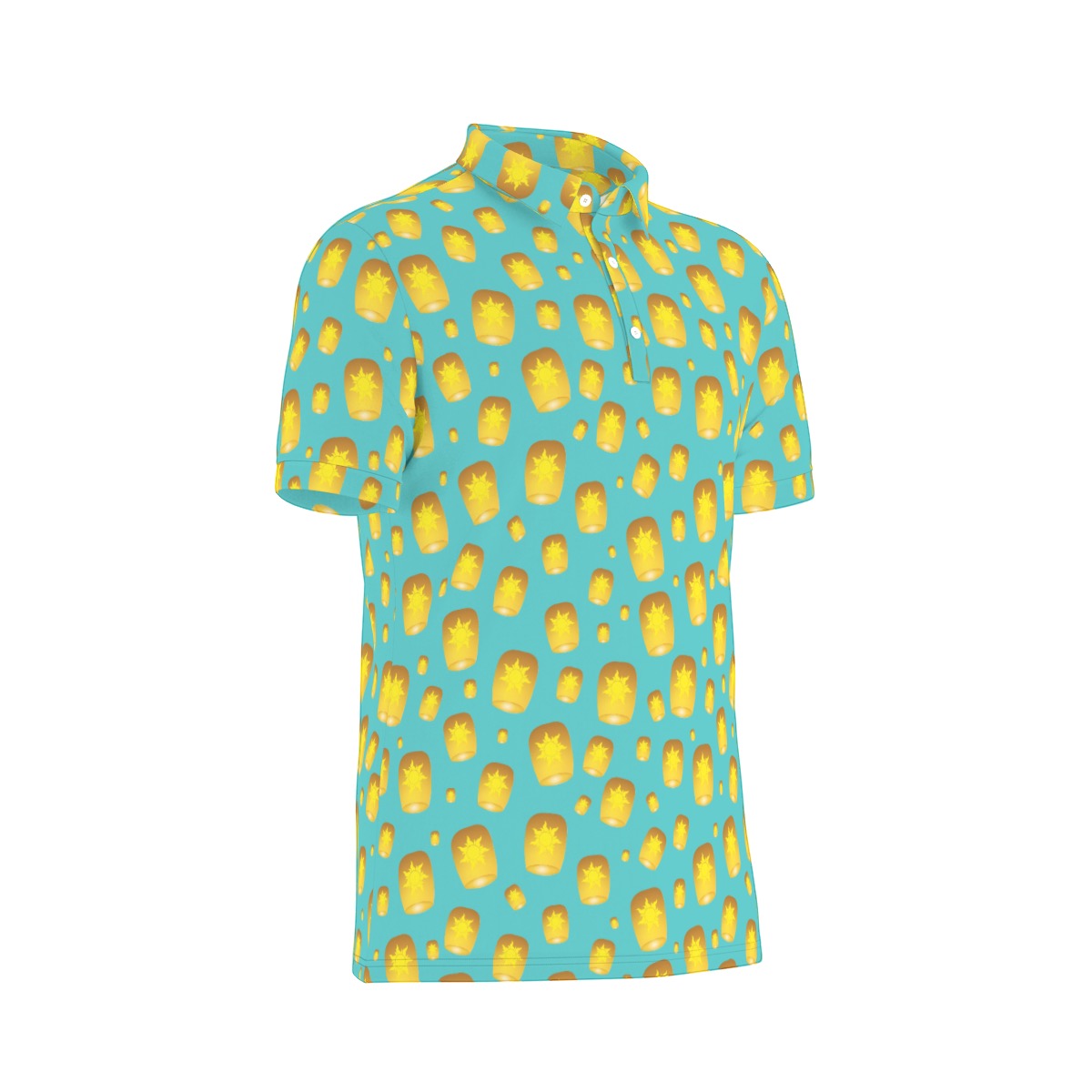 Teal Lanterns Men's Stretch Collar Polo Shirt