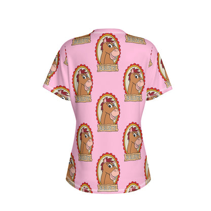 Pink Horsey Women's Round Neck Yoga Top|210GSM