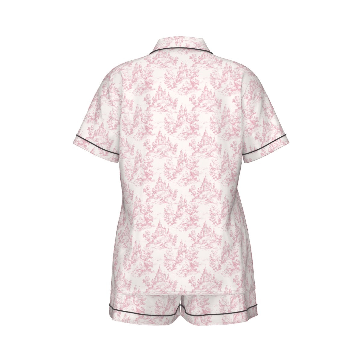 Castle Toile Women's Pajama Set With Short Sleeve