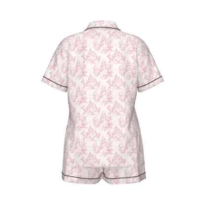 Castle Toile Women's Pajama Set With Short Sleeve