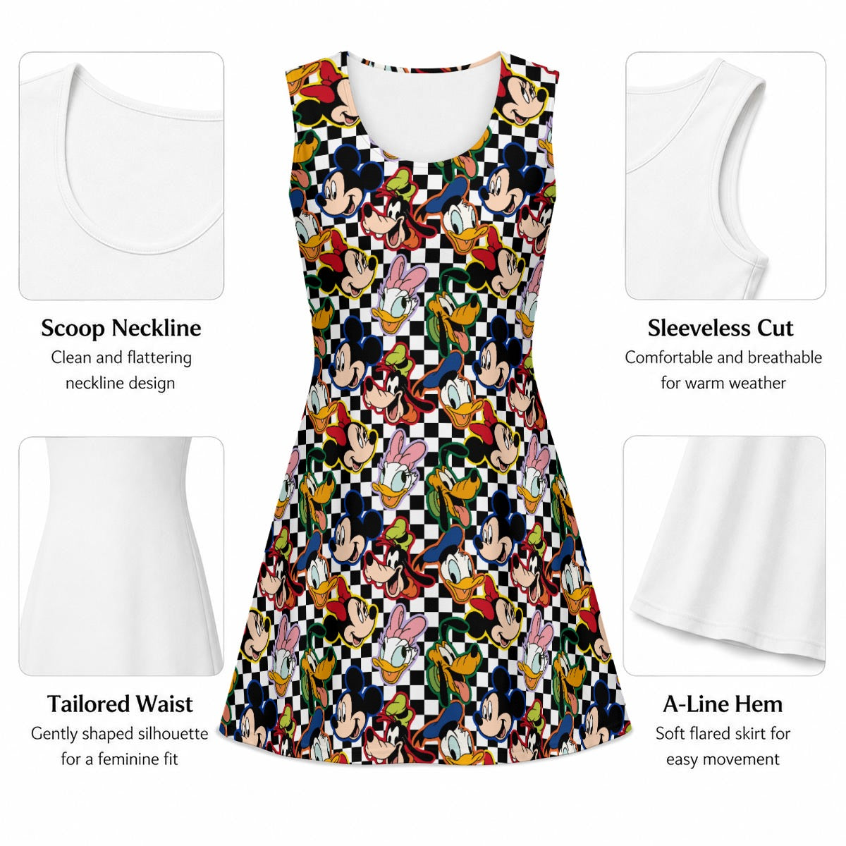 Checkered Friends Women's Yoga Tank Dress