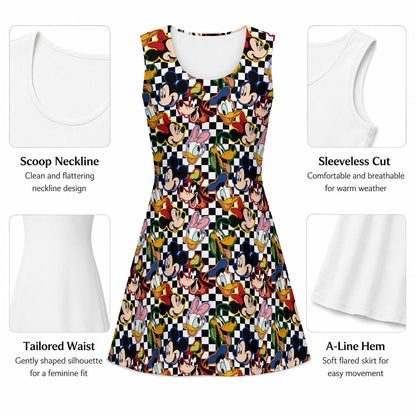 Checkered Friends Women's Yoga Tank Dress