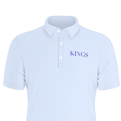 Blue Stripe Kings Men's Stretch Collar Polo Shirt