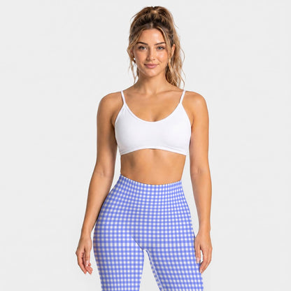 Small Bright Blue Gingham Women's Seamless High Waisted Butt-Lifting Leggings