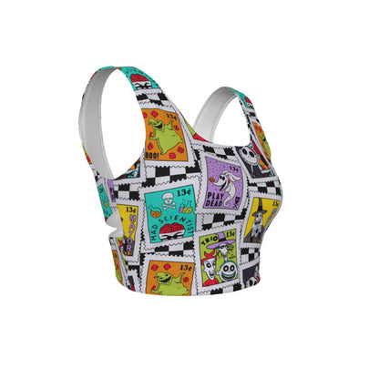 NBC Checkered Stamps Women's Back Cross Sports Bra
