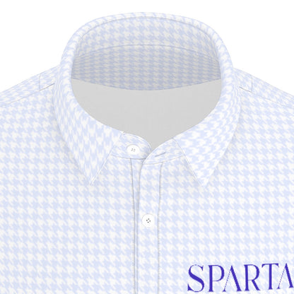 Blue Herringbone Spartans Men's Stretch Collar Polo Shirt