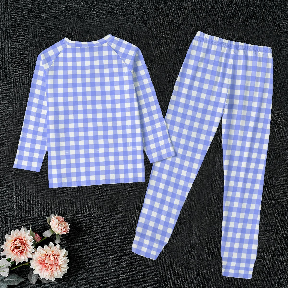 Bright Blue GIngham Kid's Sleep Pajamas
