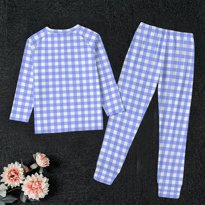 Bright Blue GIngham Kid's Sleep Pajamas