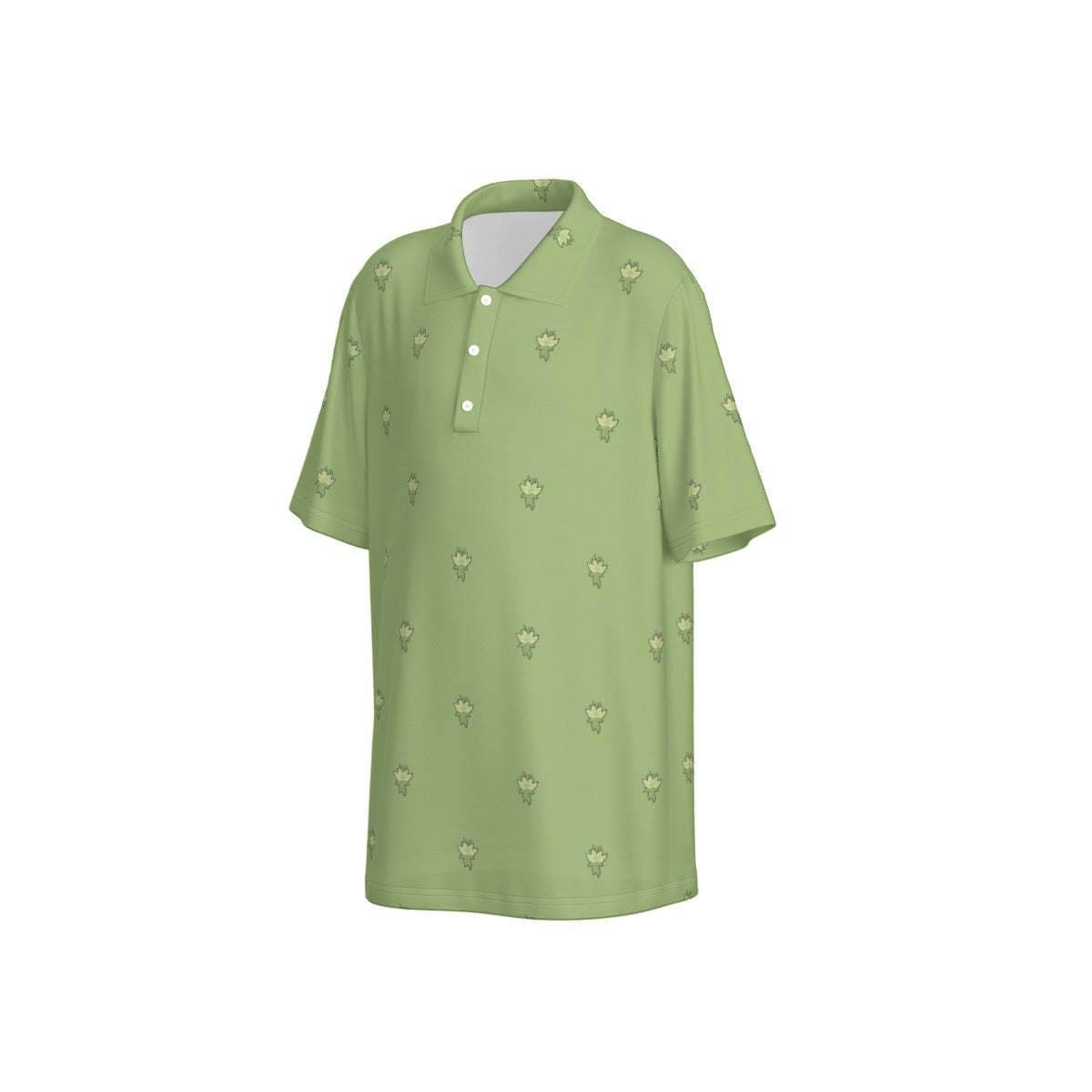 Green Lotus Flower Polo Collar Jersey