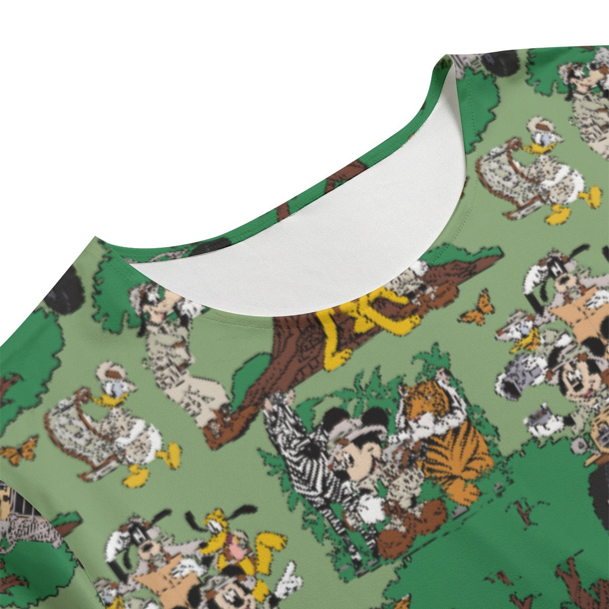 Green Safari & Stripe Women's T-shirt Set With Short Sleeve