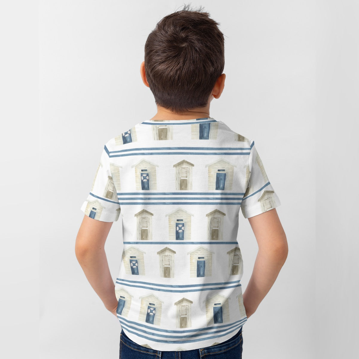 Striped Beach Houses Kid's T-Shirt