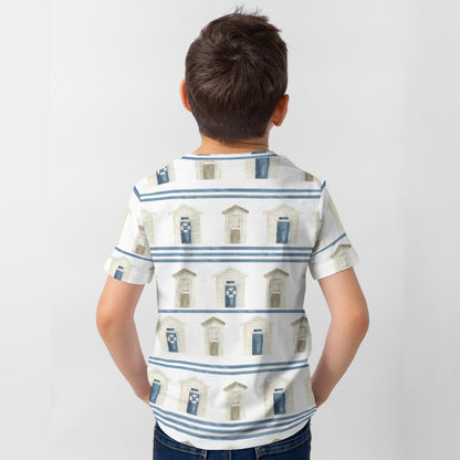 Striped Beach Houses Kid's T-Shirt