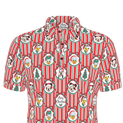 Classic Christmas Frames Men's Stretch Collar Polo Shirt