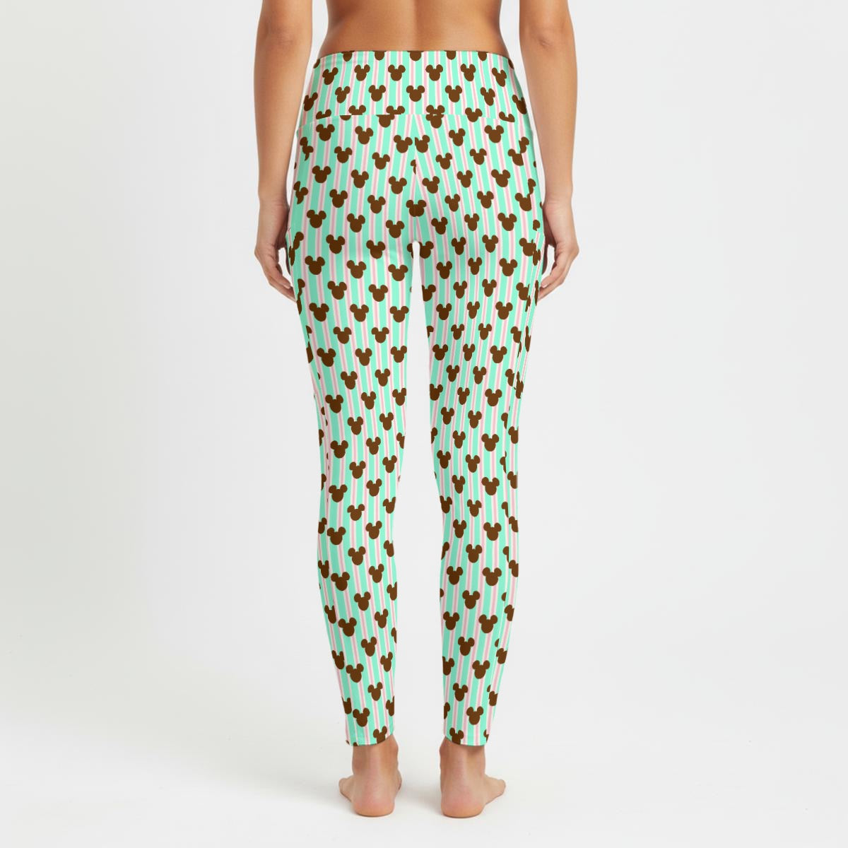 Christmas Mint MM Stripe Women's High Waist Leggings With Side Pocket