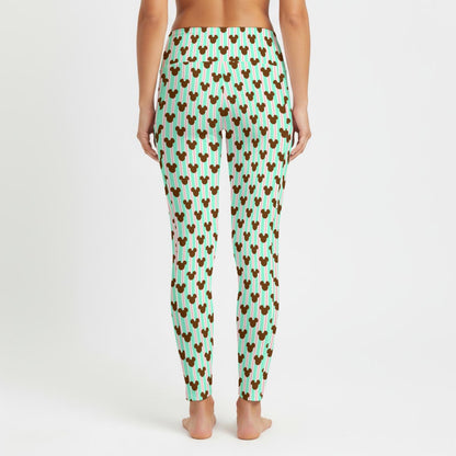 Christmas Mint MM Stripe Women's High Waist Leggings With Side Pocket