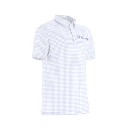 Blue Herringbone Spartans Men's Stretch Collar Polo Shirt