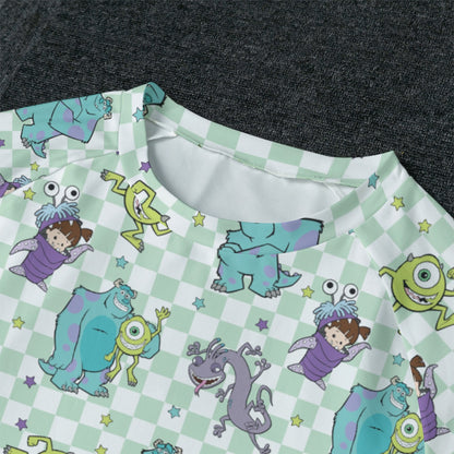 Monsters Men's Raglan Sleeve Pajamas With Wide Ankles