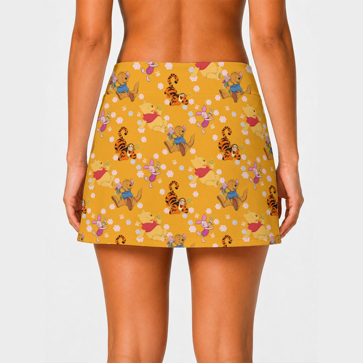 Floral Winnie & Friends Women's High-Stretch A-Line Skort