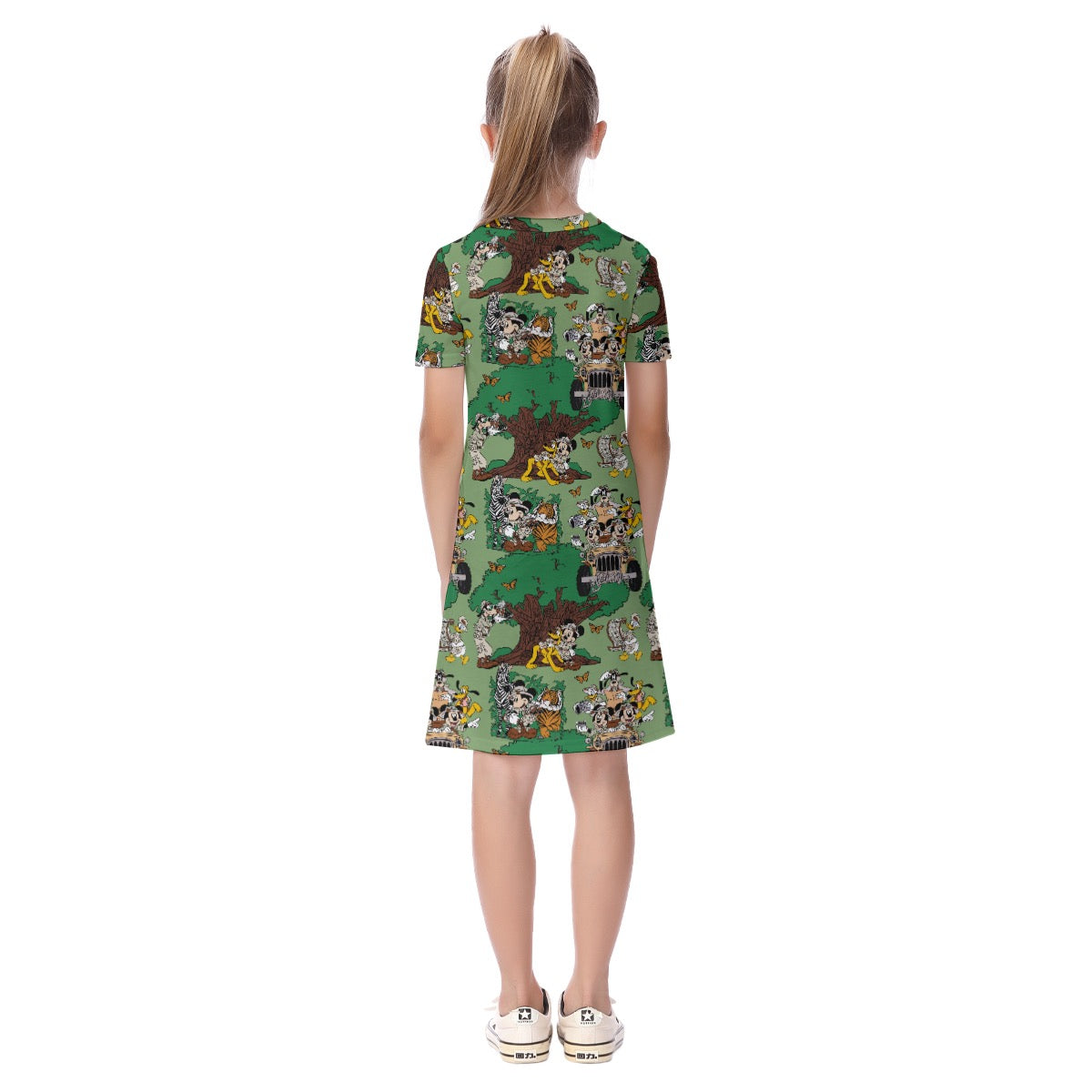 Green Safari Kid's Short Sleeve Dress