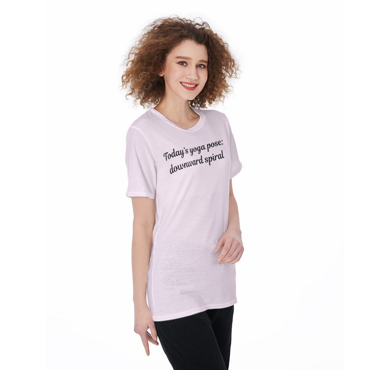 Today's Yoga Pose: Downward Spiral Women's O-Neck T-Shirt|180 GSM Jersey