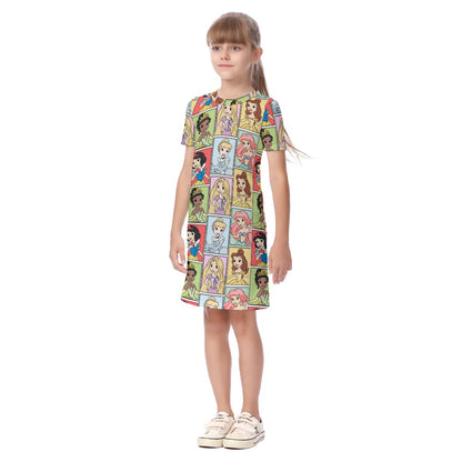 Princess Portrait Kid's Short Sleeve Dress