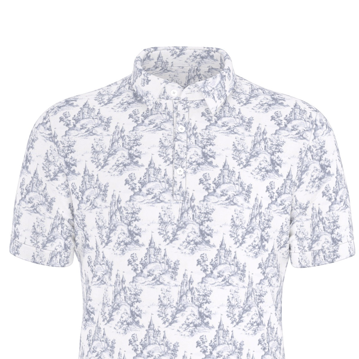 Dark Blue Toile Men's Stretch Collar Polo Shirt