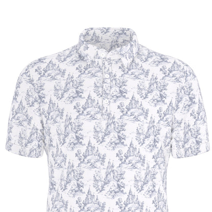Dark Blue Toile Men's Stretch Collar Polo Shirt