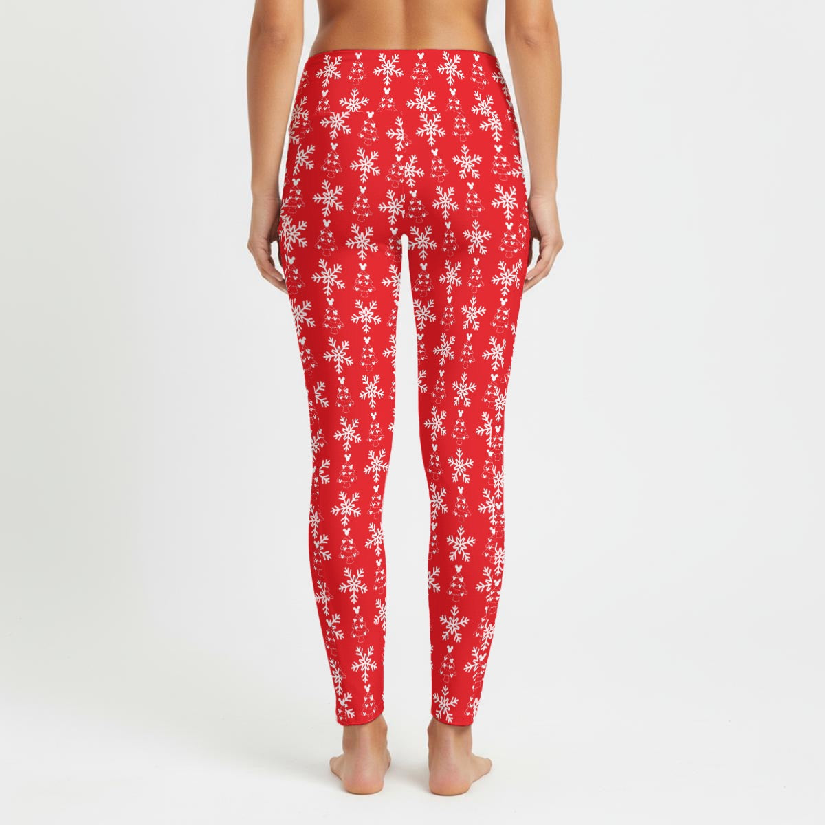 Red Snowflake Women's High Waist Leggings With Side Pocket
