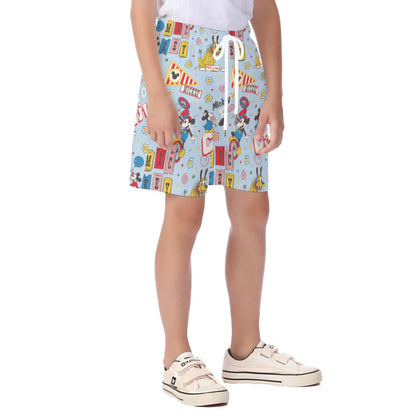 Blue Retro MM Carnival Kid's Beach Shorts
