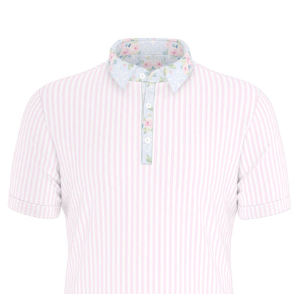 Rose Men's Stretch Collar Polo Shirt