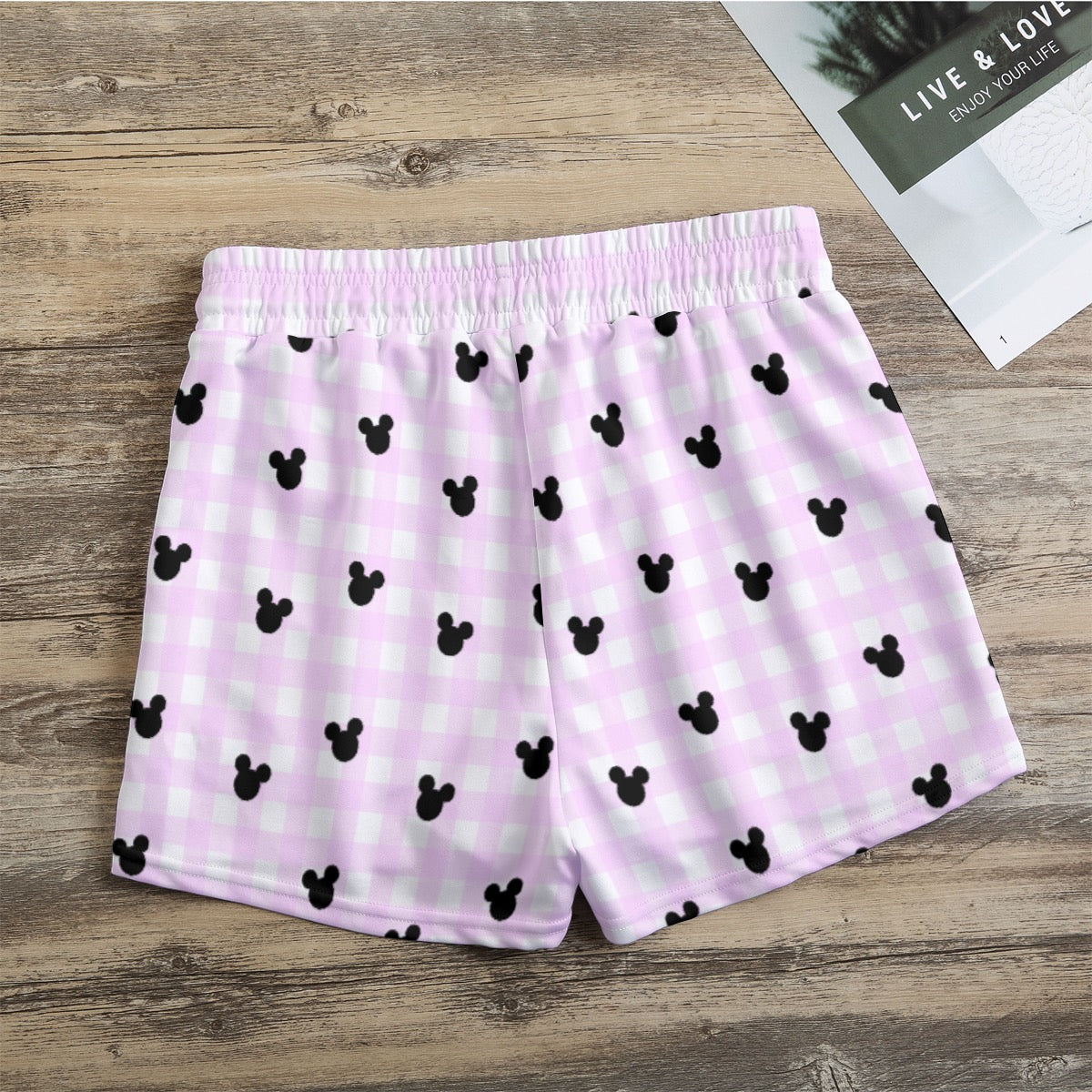 Bright Pink Gingham Women's Casual Shorts
