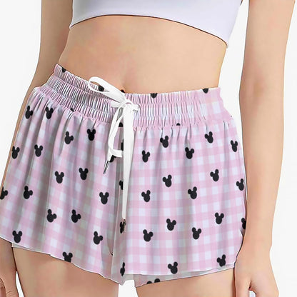 Pink Gingham Women's Sport Skorts With Pocket