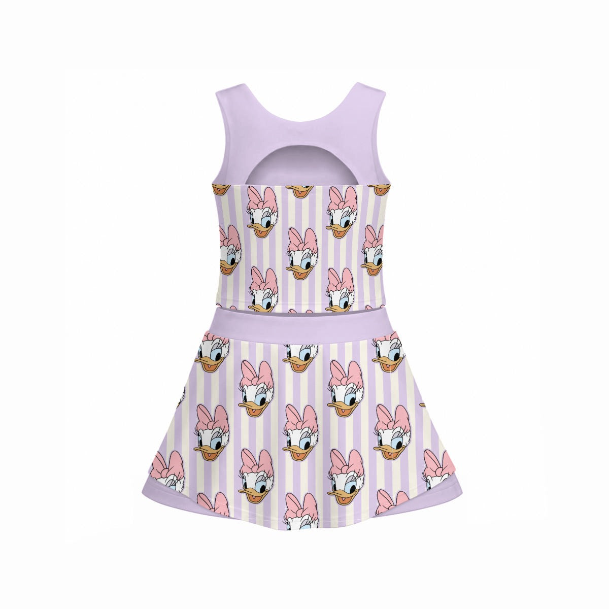 Daisy Stripe Girl's Sleeveless Sports Tank & Skort Set