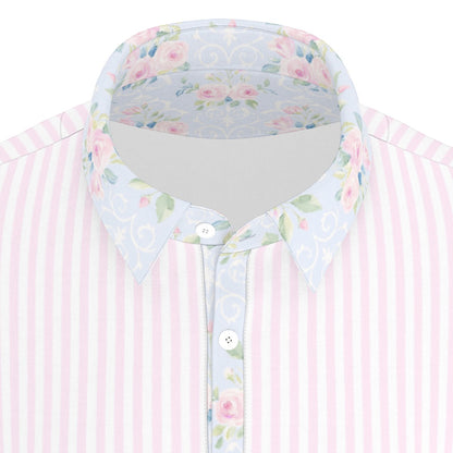 Rose Men's Stretch Collar Polo Shirt