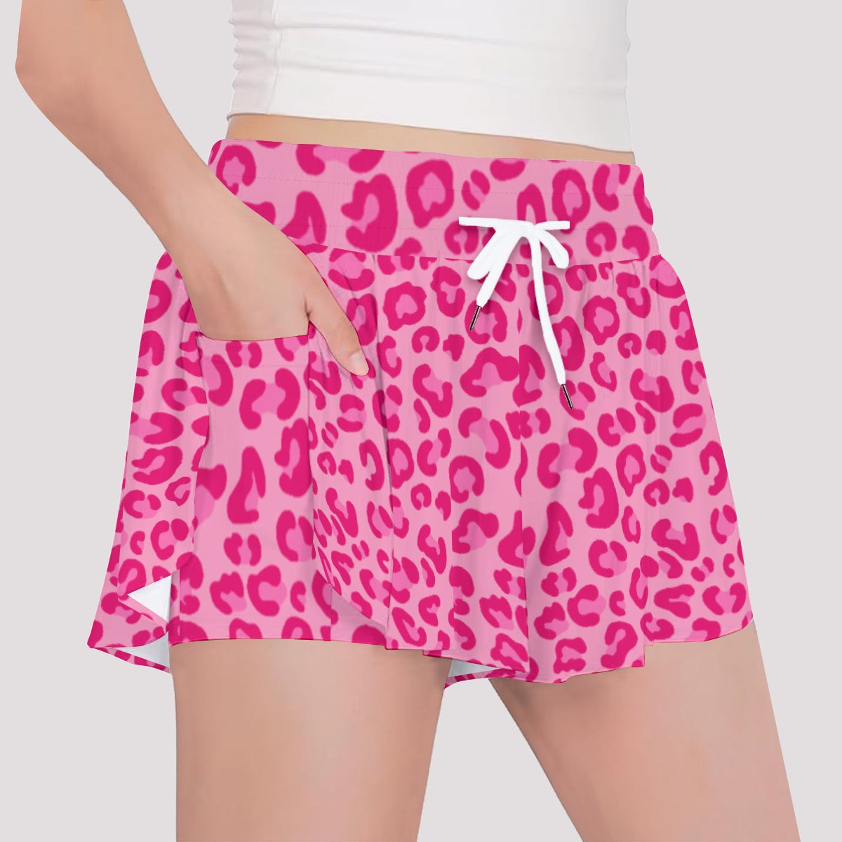 Pink Leopard Print Girls' Sports Culottes