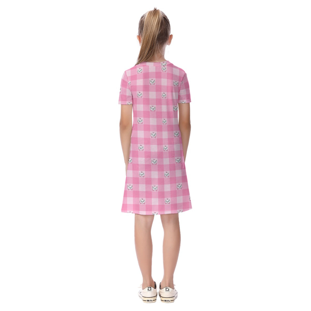Marie Pink Gingham Kid's Short Sleeve Dress